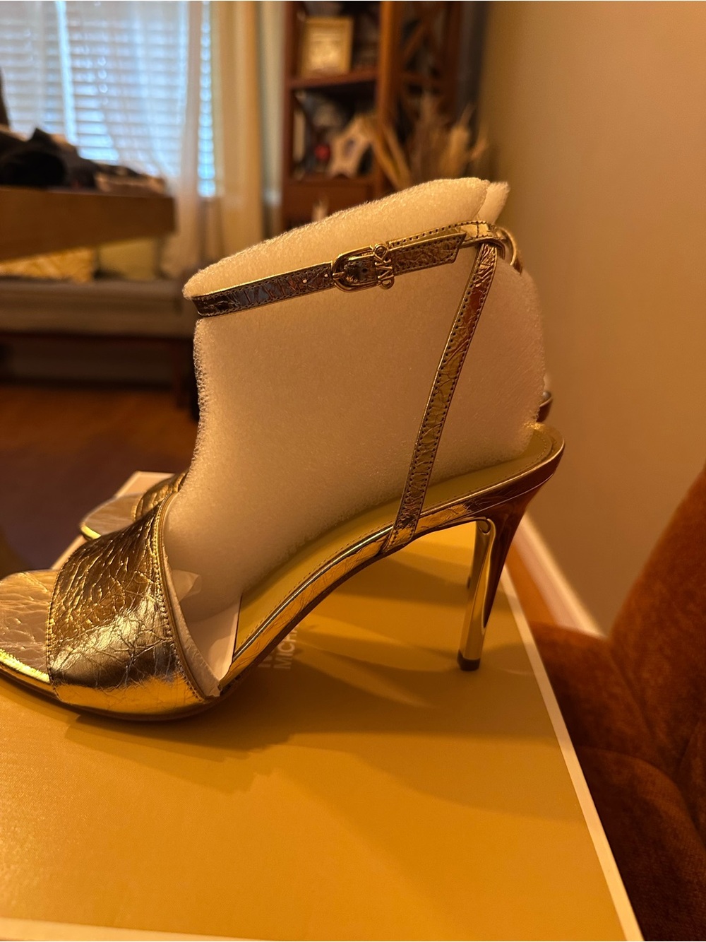 Michael Kors Metallic Gold Strappy High Heel Sandals - Picture 5 of 5